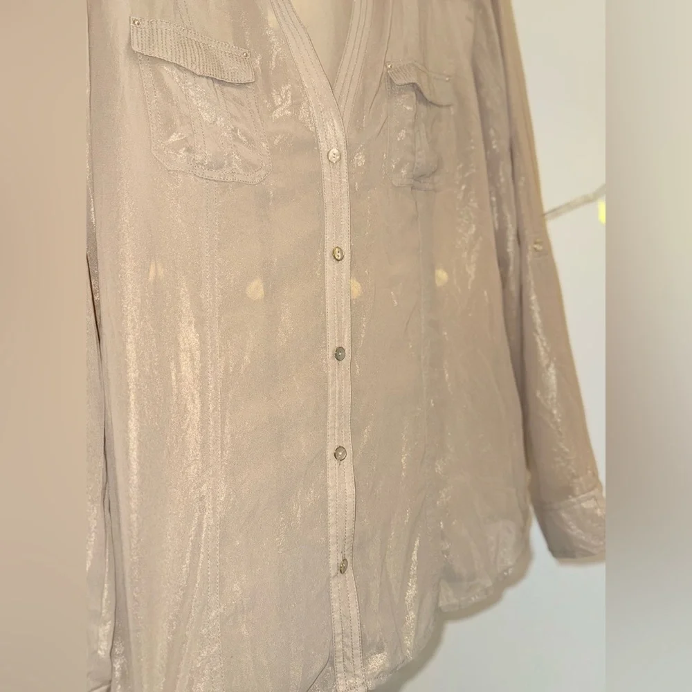 🌾 Michael‎ Kors Sheer Metallic Gold Blouse